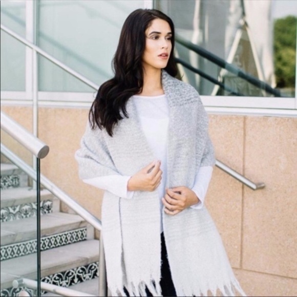 Mer-Sea Boho Cozy Wrap Scarf in Gray Ombre Stripe - Picture 1 of 4